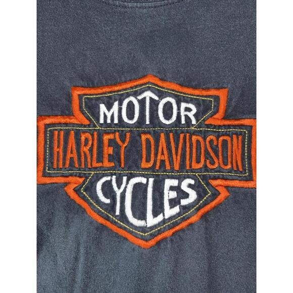 Harley Davidson Cycles T Shirt Mens XL Black Embroidered Front Logo 2000s - Picture 1 of 10